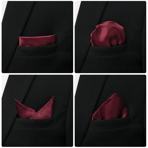 Image of Satin Mens Pocket Square with Holder, 11.8'' Suit Handkerchiefs for Men Wedding Business Casual