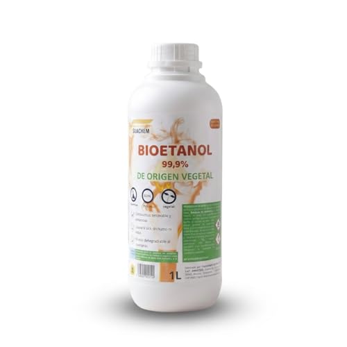 Bioetanol 99,9% Origen Vegetal | Combustible Limpio para Chimeneas de Bioetanol | Sin Humo ni Olor | Alta Pureza | Ecológico y Renovable | Apto para Quemadores y Estufas de Bioetanol (1 Litro)