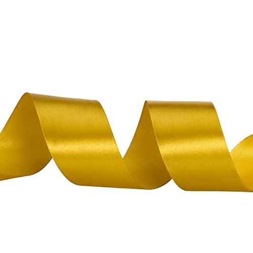 Yaseo 1 1/2 Gold Solid Satin Ribbon, 50 Yards Craft Fabric Ribbon For Gift Wrapping Floral Bouquets Wedding Party Decoration #TOP2