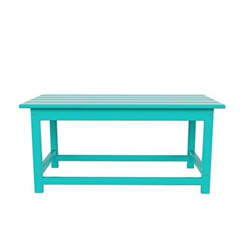 Westintrends Malibu Outdoor Coffee Table, 35" X 17.5" All Weather Poly Lumber Patio Adirondack Coffee Table For Garden Lawn Porch Balcony, Turquoise #TOP6