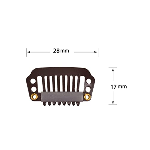 50 Pcs Wig Clips 8 teeth Hair Extension Clips with Metal Snap for Hair Extensions (28mm Dark Brown), Dark Brown 28mm - Image 2