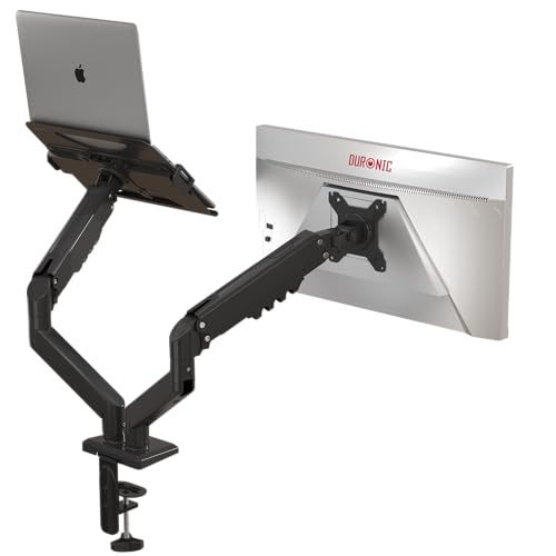 Duronic DM6AL1 Brazo para Monitor de Ordenador de 13 a 32 Pulgadas con Soporte para portátil VESA 75 100 Carga máxima 9 kg Rotación de 360° Brazo con Resorte de Gas