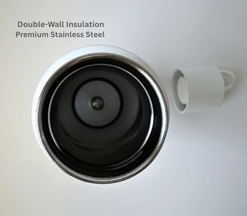 Image of Slim insulated Stainless Steel Water Bottle with Handle, Vacuum Double Wall, Leakproof Lid, Fits Car Cup Holder, Minimalist Design (1-pack)