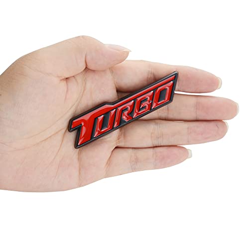 Image of 2 Pack Universal Metal Turbo Badge Emblem Car Auto Fender Trunk Tailgate Decal Sticker (Black Red)
