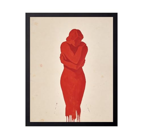 Lawrence Williams Designs Red Embrace Silhouette Poster - Bold Romantic