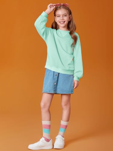 Haloumoning Girls Casual Crewneck Sweatshirts Kids Long Sleeve Oversized Fashion Pullover Tops 5-14 years2
