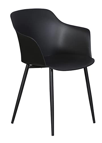 ENVY Gartenmöbel-Set für 6 Personen | Gartentisch 195 cm mit braunem Polywood und schwarzem Gestell + 6 Schwarze Stühle – Bild 7