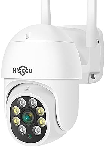 Hiseeu 2K+Auto Tracking Security Camera Outdoor with Color Night Vision, 3MP PTZ Digital Zoom Wifi Security Camera 360° View CCTV Camera with 2-Way Audio,Auto Cruise,Remote Access,IP66 Waterproof