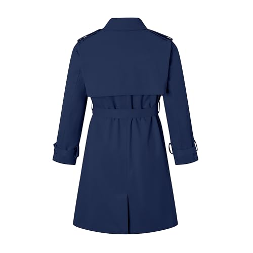 Betusline Boys Waterproof Trench Coat Double Breasted Classic Belted Outwear Rain Jacket3