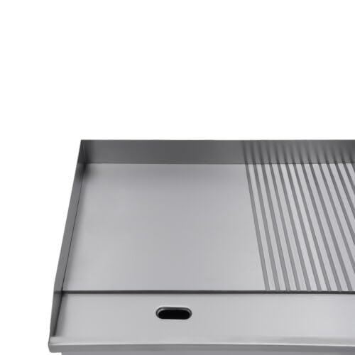 Commercial Electric Griddle Countertop Flat Top Half Grooved/Flat Non-Stick Restaurant Teppanyaki Grill Adjustable Temperature Control 122°F-572°F Tabletop Hot Plate Bbq Cooking Camping Grooved Combo
