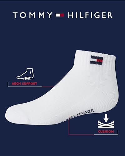 Tommy Hilfiger Boys' Athletic Socks - Performance Cushion Quarter Cut Ankle Socks (6 Pack)2