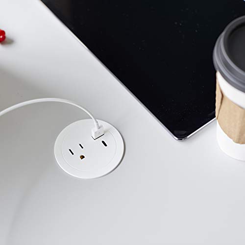 Legrand Wiremold RFPCRUAUC-WH Round Furniture Power Center with USB, 1 Outlet, Type A/C USB, 6 Foot Cord, White by Wiremold - Image 2
