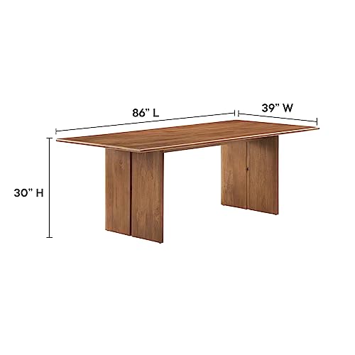 Image of Modway Amistad 86 inch Solid Wood Modern Farmhouse Rectangular Dining Table in Walnut