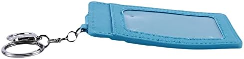 Kaned Wallet Purse, Leather Small Card Case Holder Keychain Slim Bus Card Holder Card Pocket with Keyring,blue