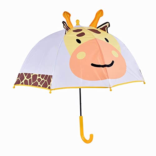 Laura Ashley Dome Umbrella For Boys And Girls, Toddler’s Back To School Stick Rain Umbrella With Giraffe Print, Wide Canopy, Yellow/Orange #TOP1