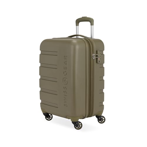 Image of SWISSGEAR Signature Hardside Expandable Carry-On Spinner Luggage, ABS Construction, TSA-Friendly Lock, and Built-In Cupholder, White, 19-Inch, Olive Branch, Carry-On 19-Inch, Signature Hardside