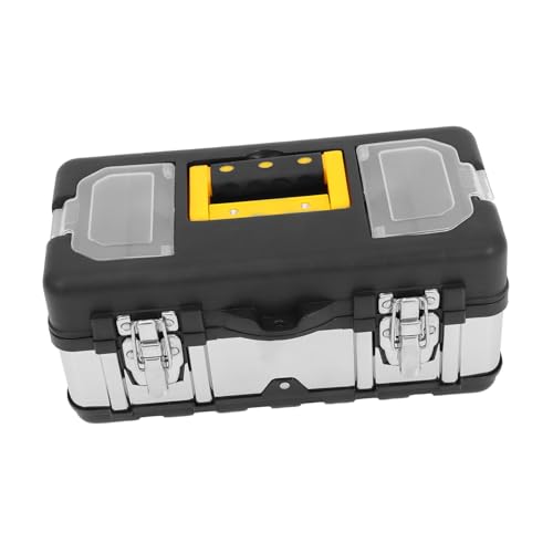NOLITOY Caja Herramientas Metálica de Acero Inoxidable Resistente y Ligera con Doble y Amplio Espacio de Almacenamiento Mango Ergonómico para Transporte Cómodo Protección Duradera para