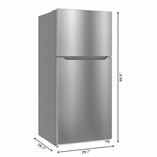Image of KoolMore 30 Inch 18 Cu Ft Top Freezer Refrigerator, Stainless Steel, Freestanding Full Size Fridge Freezer for Home Kitchen or Garage