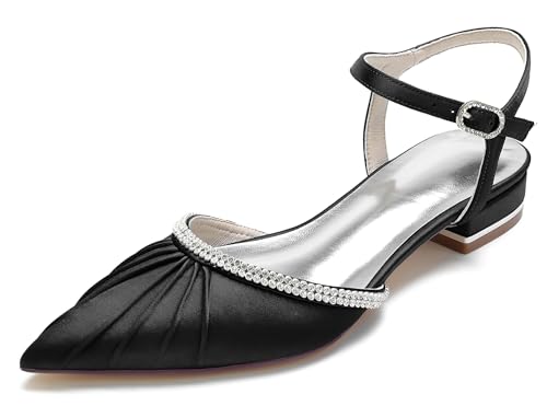 Hanfike Girls Womens Dress Shoes for Wedding Flats Slingback Prom Flats Pointed Toe Evening Pumps JY232