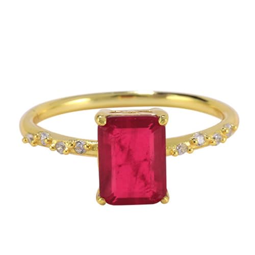 Mesnt Promise Ring For Her ���f�B�[�X 9K/14K/18K �C�G���[�S�[���h ���B���e�[�W ��i�ȃ����O 6x8mm �����` �l�H���r�[�ƃ��A�b�T�i�C�g, ����, ��΂Ȃ�