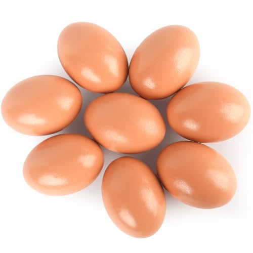 LovesTown Wooden Eggs for Crafts, 8PCS Fake Eggs Chicken Nesting Box Help Laying Hen Poultry Supply for Training