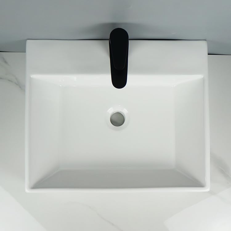 Lavabo sobre encimera rectangular lavabo de pared cerámico para aseo 7