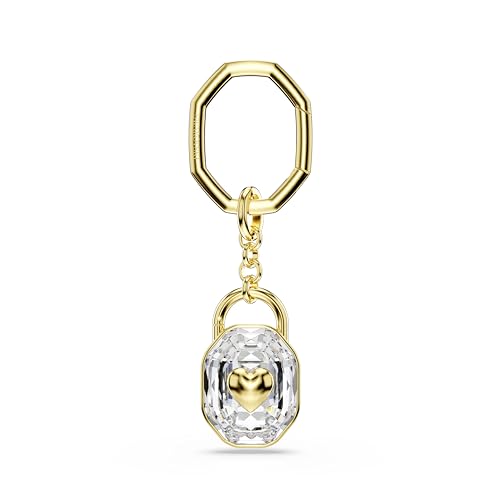 Porte-clés Swarovski ovale blanc plaqué or : ne perdez plus vos clés avec style