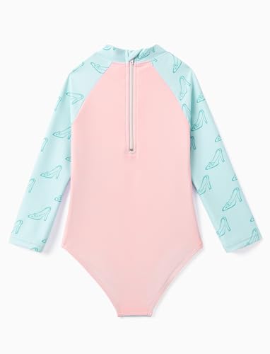 Image of Disney Frozen Stitch Princess Minnie Mouse Girls Swimsuit Long Sleeve Rashguard UPF 50 One Piece Bathing Suit Size 3M-13Y