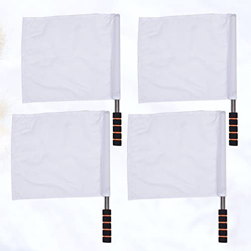 Soccer Flags Sports Official Flag Linesman Flags Marking Flag Landscape Flags Yellow Green Red White Color For Soccer Volleyball Football Tracks 4Pcs (White) Soccer Gear #TOP1