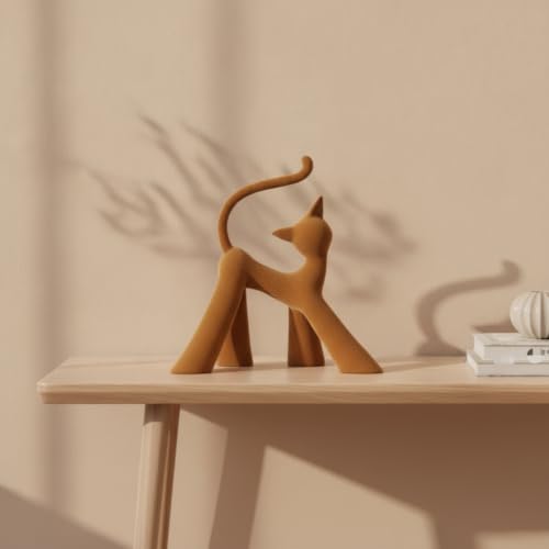 Statuette Chat en Résine Floqué Décoratif Chat Gourmand Objet Maison - 8