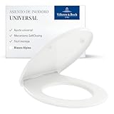 Villeroy & Boch Asiento de inodoro universal ovalado – Tapa blanca brillante con cierre suave – Duroplast resistente y desmontable – Tapa de WC en forma ovalada – Recambio original