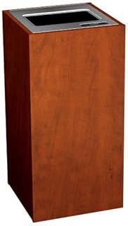 Stratus Series Recycling and Waste Receptacle Bin Modern Style with Wood Finish, Single Bin Can Full Opening for Waste or Recycling