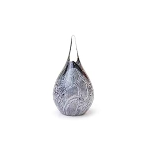Mini Urn Druppel Grijs 15cm – Luxe Urn – Glazen Urn – Miniurn – Kleine Urn – Urnen – Urn van Glas