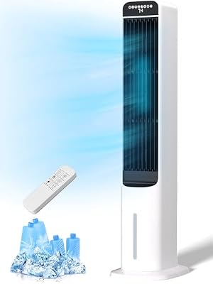 MEPTY 3-IN-1 Evaporative Air Cooler, Cooling Fans that Blow Cold Air with 120° Oscillation, 12H Timer, 3 Speeds, Portable Swamp Cooler for Indoor Use, Windowless Portable Air Conditioners