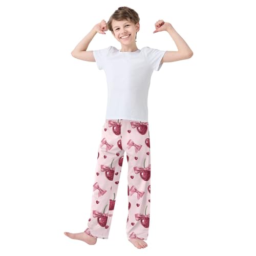 Pajama Bottoms, Cherries Bow Pajamas Pant Sleep Long Pants Lounge Wear Elastic Waist Sleepwear Pjs2