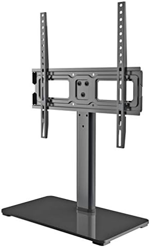 Universal TV Stand - Table Top TV Stand Fits Most 32-50 Inch LED, LCD TVs up to VESA 400 x 400mm 77 LBS Loading- 3 Height Adjustable with Solid Tempered Glass Base & Wire Management by EVERVIEW
