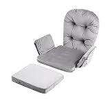Lucky Monet 5Pcs Glider Rocker Cushions Set【Cushion ONLY 】- Velvet Glider Rocker Replacement Cushions with Side Storage Pockets, Washable & Non Slip, Gray