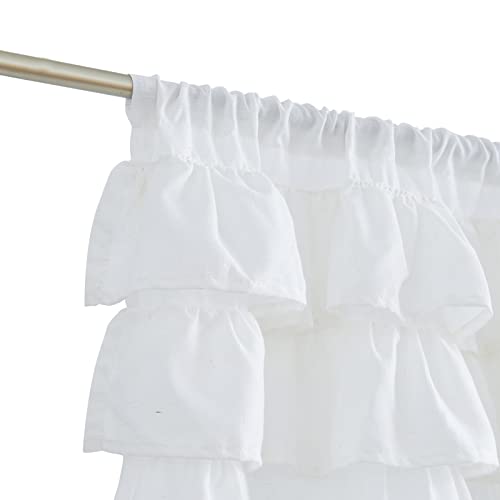 Jinchan Ruffled Valance Curtain Kitchen Valance For Small Windows Shabby Chic Valance For Living Room 18 Inch Linen Farmhouse Valance Light Filtering Half Window Valance Rod Pocket 1 Panel White #TOP2