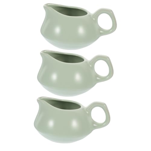 CHILDWEET 3pcs Boat Gravy Plate Salad Dressing Dispenser Small Creamer Pitcher Gravy Sauce Boat Container Gravy Pitcher Pitcher Sauce Cup Dish Teapot Saucer Boats with Handle Green Ceramics