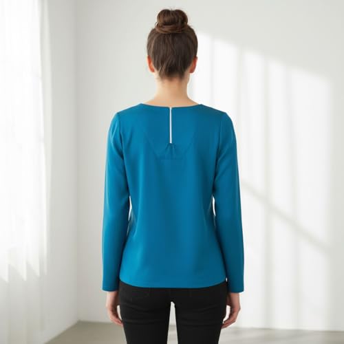 Image of BLACKSMITH Long Sleeve Key Hole Neck Formal Office Shirt for Women | Women Stylish Western Tops