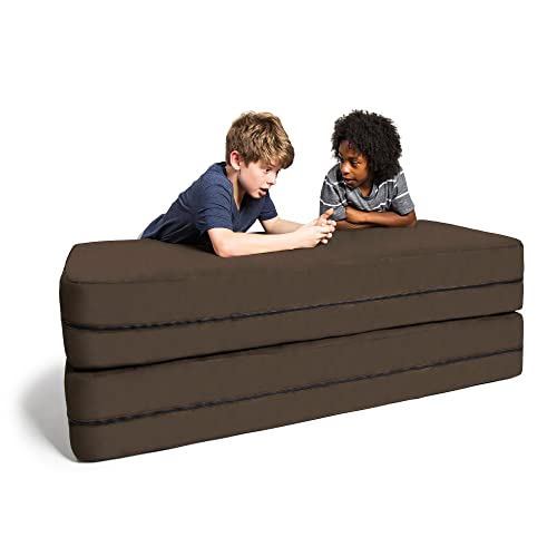 Jaxx Zipline Sofa & Large Ottoman 3 In 1 Fold Out Sofa, Big Kids Edition, Chocolate #TOP2
