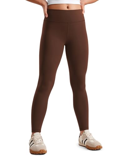 CRZ YOGA Girls Butterluxe Full Length Yoga Leggings - Athletic Sports Casual Pants High Waist Tights Kids Teen Lava Brown Small