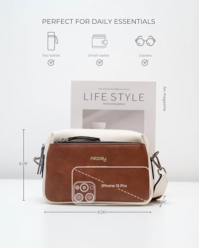 Image of Alldaily Small Triple Zip Crossbody Purse for Women, Vegan Leather Phone Bag with Wide Shoulder Strap