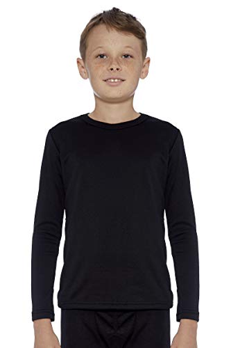 Rocky Boy's Thermal Base Layer Top (Long John Underwear Shirt) Insulated For Outdoor Ski Warmth/Extreme Cold Pajamas (Black - Medium) #TOP23