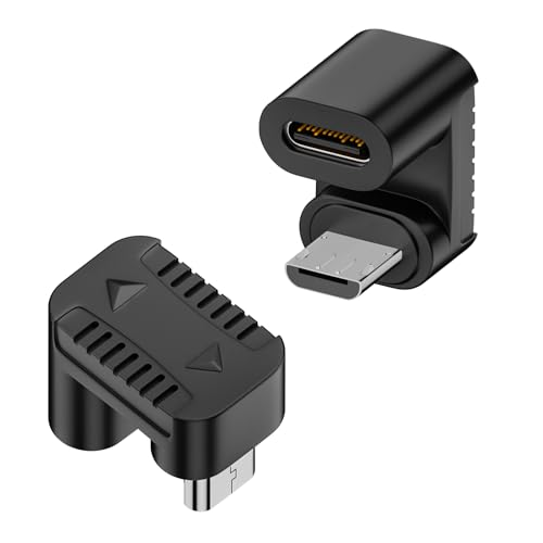QIANRENON U-kształtny adapter USB C na Micro USB do ładowania i przesyłania danych, gniazdo USB C na wtyczkę Micro USB, kąt 180 stopni, podłączenie do góry, 10W (5V2A) 480Mbps, podzielone na część 5,4
