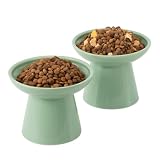 CEEFU 2-Pack Extra Wide Elevated Ceramic 6.2" Shallow Cat Food Bowls