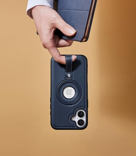 Étui cuir iPhone 16 Plus MagSafe équipé d'un support bleu - 5