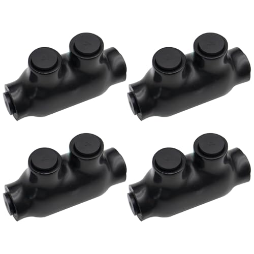 4-14 AWG Insulated 1 Port Inline Splice Connector Black Wire Connectors,Allen Hex 7/64" Insulated Cable Connectors Pre-Loaded Oxide Inhibitors,UL Listed(4pcs)