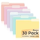 SUNEE File Folders, 30 Pack Manilla Folders 8.5 x 11, Colored File Folders Home Office School Supplies for Documents Files Paper, 6 Soft Colors