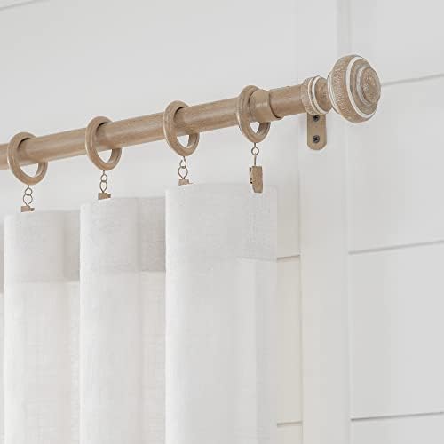 Miniatura 2 de MODE Farmhouse Collection - Juego de 2 barras de cortina, de acero de 1 18 pulgadas de diámetro, para montar en la pared, ajustables con remates de
